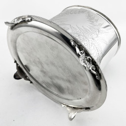 Victorian Fern Engraved Oval Silver Plated Biscuit Box