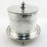Decorative Engine Turned Pattern Victorian Silver Plated Biscuit Barrel (c.1890)