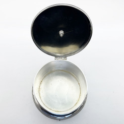 Decorative Engine Turned Pattern Victorian Silver Plated Biscuit Barrel