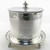 Decorative Engine Turned Pattern Victorian Silver Plated Biscuit Barrel