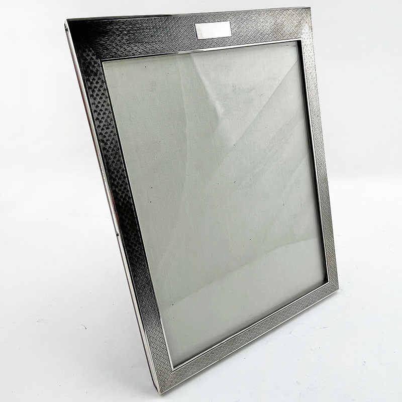 Impressive Engine Turned Style Sterling Silver Photo Frame (1930)