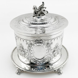 Heavily Floral Embossed Victorian Silver Plated Biscuit Barrel (c.1890)
