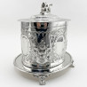 Heavily Floral Embossed Victorian Silver Plated Biscuit Barrel