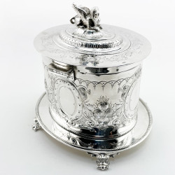 Heavily Floral Embossed Victorian Silver Plated Biscuit Barrel