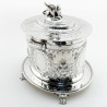 Heavily Floral Embossed Victorian Silver Plated Biscuit Barrel