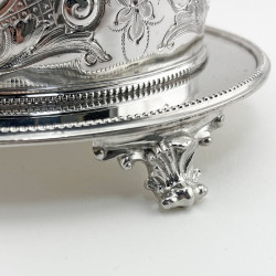 Heavily Floral Embossed Victorian Silver Plated Biscuit Barrel