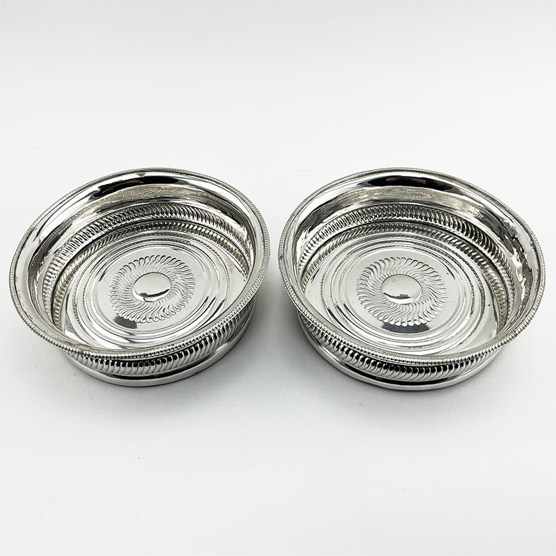 Unusual Pair of Old Sheffield Plate Coasters (c.1825)