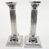 Corinthian Style Silver Plated Candlesticks with Detachable Shaped Reeded Nozzles (c.1890)
