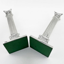 Corinthian Style Silver Plated Candlesticks with Detachable Shaped Reeded Nozzles