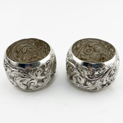 Boxed Pair of Victorian Sterling Silver Napkin Rings