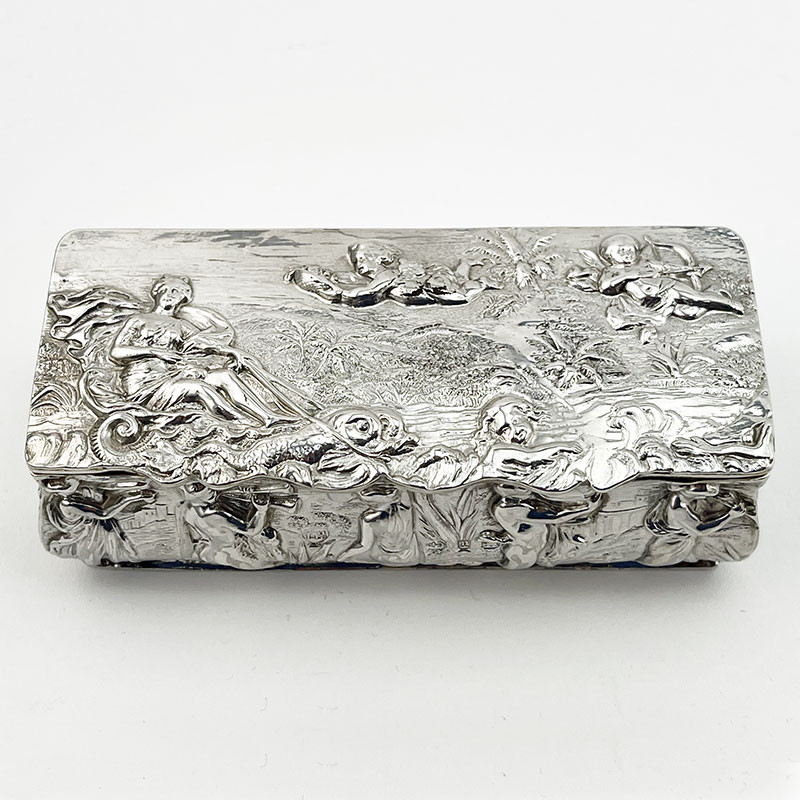 Decorative and Good Gauge Victorian Sterling Silver Jewellery or Trinket Box (1898)