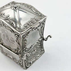 Victorian Sterling Silver Sedan Chair Playing Card Case