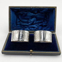 Edwardian Boxed Pair of Sterling Silver Napkin Rings (1911)