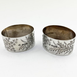 Edwardian Boxed Pair of Sterling Silver Napkin Rings