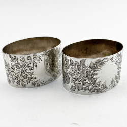 Edwardian Boxed Pair of Sterling Silver Napkin Rings