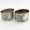 Edwardian Boxed Pair of Sterling Silver Napkin Rings
