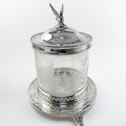 Decorative Victorian Glass and Silver Plated Biscuit Box (c.1890)