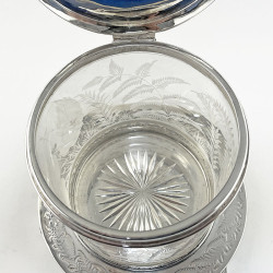 Decorative Victorian Glass and Silver Plated Biscuit Box