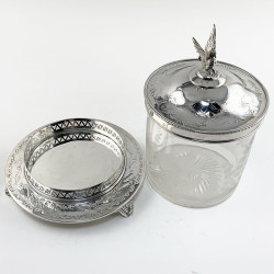 Decorative Victorian Glass and Silver Plated Biscuit Box