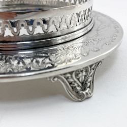 Decorative Victorian Glass and Silver Plated Biscuit Box