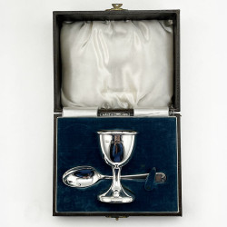 Boxed Sterling Silver Egg Cup Christening Set