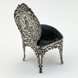 Novelty Sterling Silver Pin Cushion in the Form of a Chair