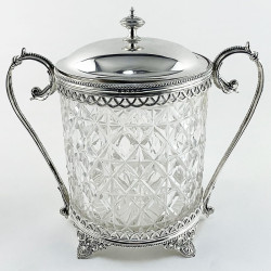 Good Quality Victorian Silver Plate and Cut Glass Biscuit or Trinket Box (c.1895)