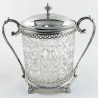 Good Quality Victorian Silver Plate and Cut Glass Biscuit or Trinket Box (c.1895)