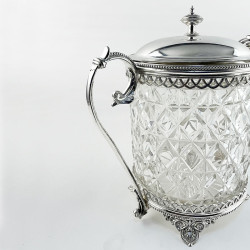 Good Quality Victorian Silver Plate and Cut Glass Biscuit or Trinket Box