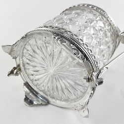 Good Quality Victorian Silver Plate and Cut Glass Biscuit or Trinket Box