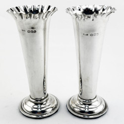 Pretty Pair of Chester Sterling Silver Flower Vases (1900)