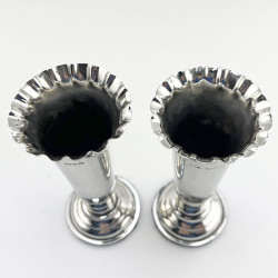 Pretty Pair of Chester Sterling Silver Flower Vases