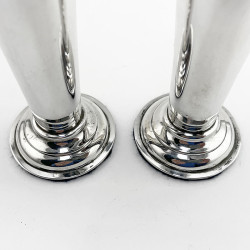 Pretty Pair of Chester Sterling Silver Flower Vases