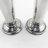 Pretty Pair of Chester Sterling Silver Flower Vases