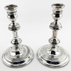 Smart Plain Pair of Georgian Style Sterling Silver Candlesticks (1969)