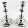 Smart Plain Pair of Georgian Style Sterling Silver Candlesticks (1969)