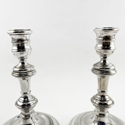 Smart Plain Pair of Georgian Style Sterling Silver Candlesticks