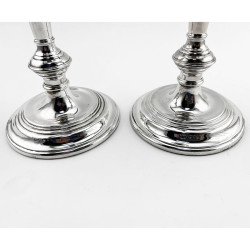Smart Plain Pair of Georgian Style Sterling Silver Candlesticks
