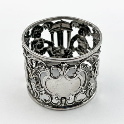 Beautiful Boxed Antique Sterling Silver Napkin Ring