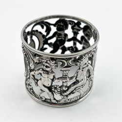 Beautiful Boxed Antique Sterling Silver Napkin Ring