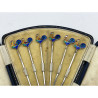 Boxed Set of Six Sterling Silver and Enamel Cocktail Picks