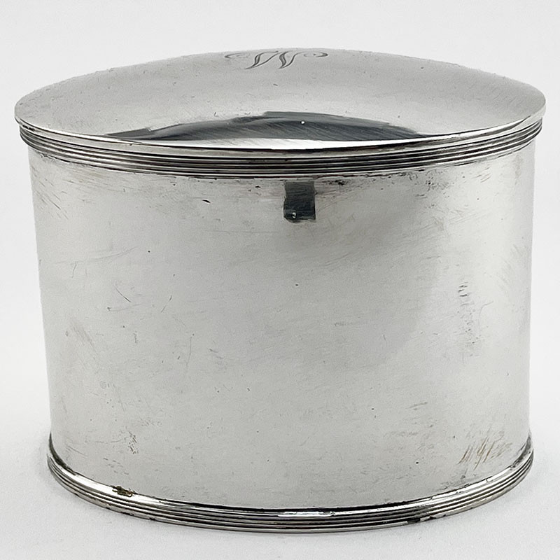 Plain Oval George Unite Sterling Silver Tea Caddy (1926)