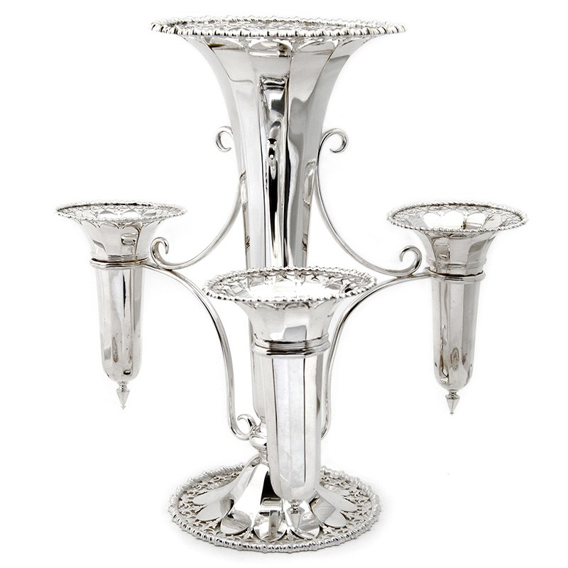 Good Quality Antique Silver Plated Flower Epergne