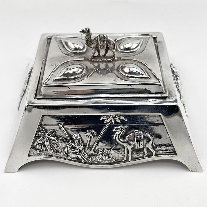 Unusual Mappin & Webb Regimental Sterling Silver Trinket Box or Casket (1901)