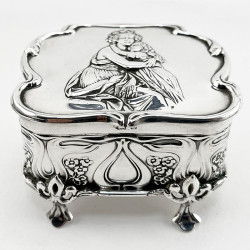 Sterling Silver Jewellery or Trinket Box Depicting Mother and Child