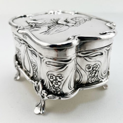 Sterling Silver Jewellery or Trinket Box Depicting Mother and Child