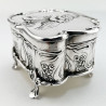 Sterling Silver Jewellery or Trinket Box Depicting Mother and Child