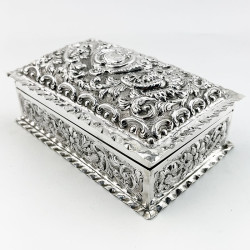 Impressive Victorian Sterling Silver Jewellery or Trinket Box