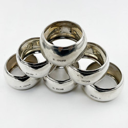 Smart Boxed Set of Six Edwardian Sterling Silver Napkin Rings