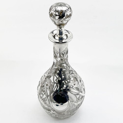 Glass and Silver Decanter with Clear Glass Body and Silver Overlay (c.1900)